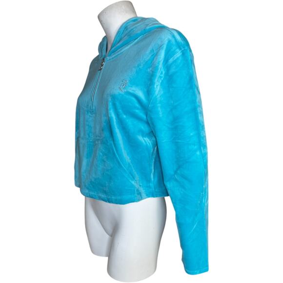 Juicy Couture Blue Crush Large Velour Hoodie 95% Polyester 5% Spandex NWT - Picture 2 of 15